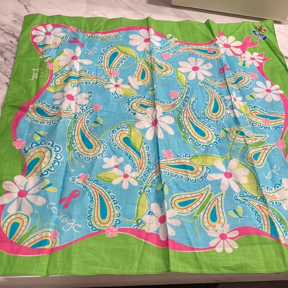 Lilly Pulitzer Accessories Lilly Pulitzer Breast Cancer Ribbon Bandana Scarf With Pin Poshmark